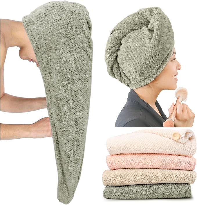 ROLSHOL Extra Large 4 Pack Microfiber Hair Towel Wrap by ROLSHOL