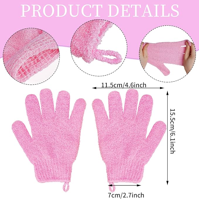 4 Pairs Bath Exfoliating Gloves Scrub, Double Sided Bath Mitts Scrubs - Image 2