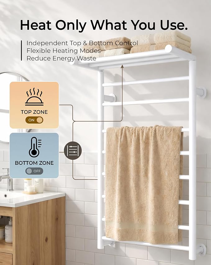 Foldable Heated Towel Rack, Dual-Zone Electric Towel Warmer Rack - Image 2