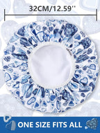 Years calm Terry Lined Shower Cap, Triple Layer Heart Motifs, Waterproof - Image 2