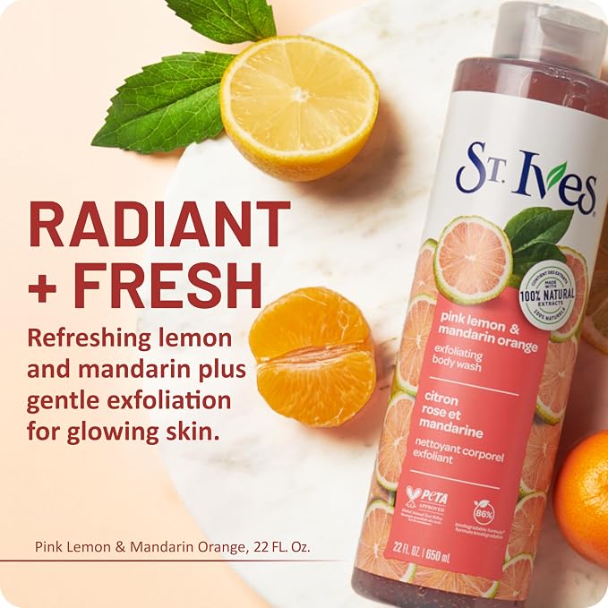 St. Ives Body Wash Pink Lemon and Mandarin Orange 22 Ounce - Image 2
