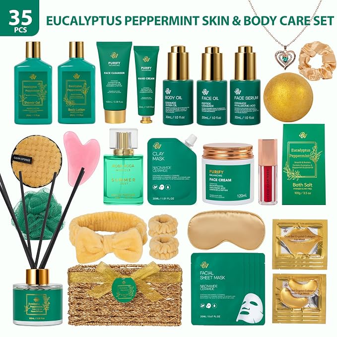 35 Pcs Mother's Day Gift, Eucalyptus Bath & Body Gift Basket - Image 2