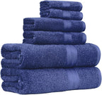 Amazon Basics 6-Piece Fade-Resistant 100% Cotton Towel Set, Soft and Absorbent by AmazonBasics