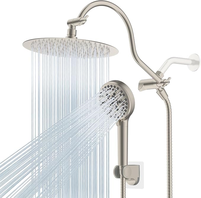 Hibbent All Metal CUPC Certified Shower Head, Handheld Showerhead Combo by Hibbent
