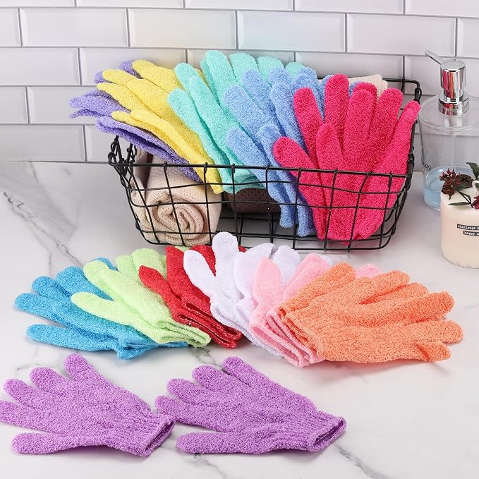 BTYMS 24 Pcs Shower Exfoliating Gloves Hand Exfoliating Glove Body Scrubber - Image 7