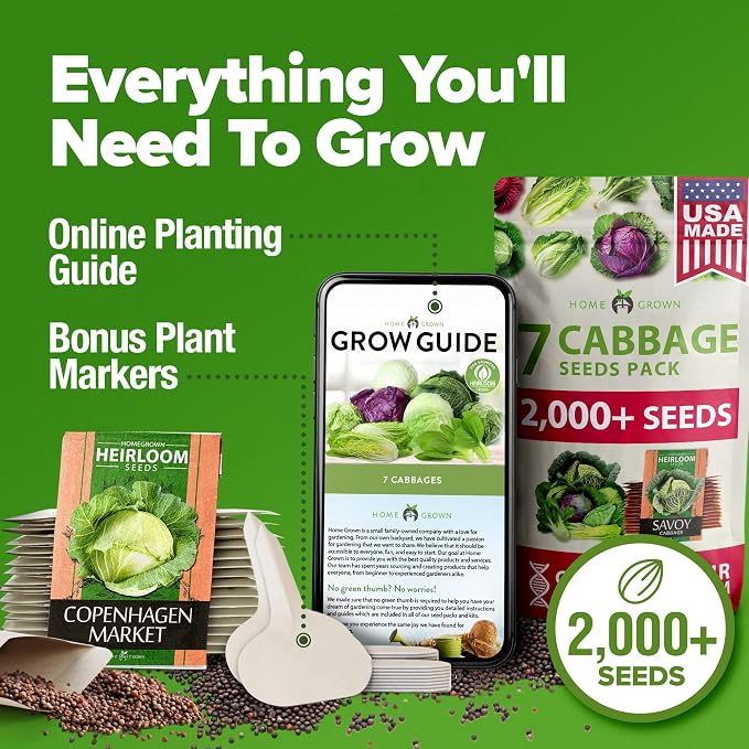 HOME GROWN Cabbage Seeds 7 Variety Mix 2000+ Heirloom Non-GMO, High Germination - Image 8