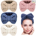 4 Pack Makeup Spa Headband Microfiber Bow Towel Soft Fluffy Washing Face by Senkary