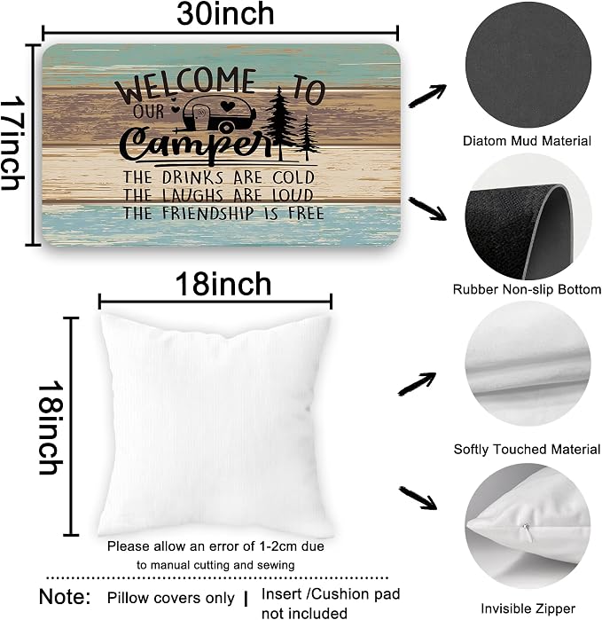 Welcome to Our Camper Soft Diatom Mud Absorbent Bath Rug 17'x30', Reversible - Image 7