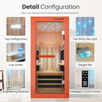 OUTEXER Infrared Sauna 1495W Wooden Saunas Spa Room Pacific Clear Cedar Wood - Image 5