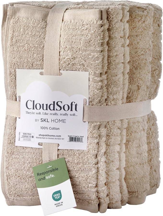 SKL Home CloudSoft 100% Cotton Luxury 6-Piece Towel Set, 600 GSM, Ultra Plush & - Image 5