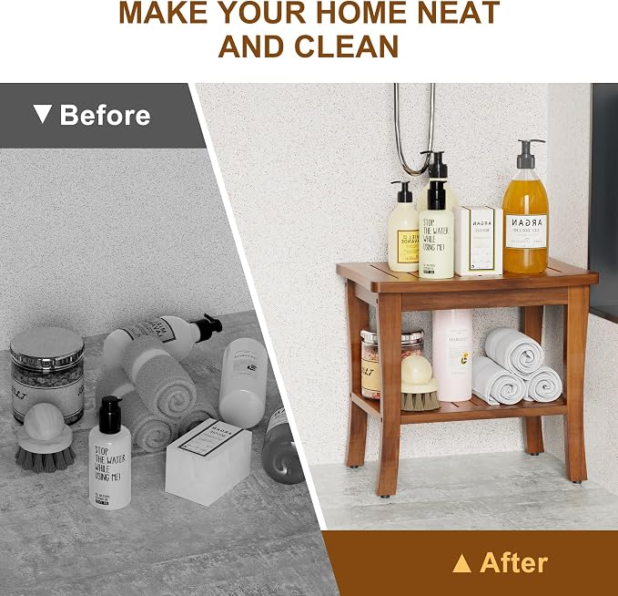 Teak Wood Shower Bench Stool - Image 5