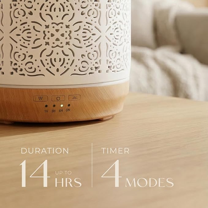 Earnest Living Essential Oil Diffuser White Ceramic Diffuser 500 ml Timers - Image 6