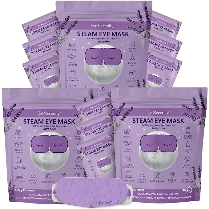 Lure Essentials Steam Eye Mask, Heated Eye Mask, Self Heating Warm Compress by LureEssentials