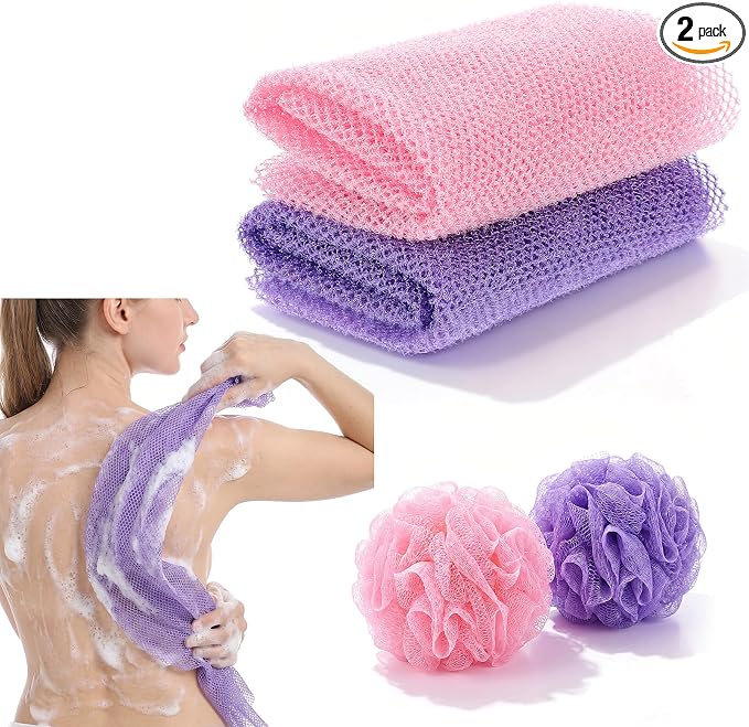 African Net Sponge 2Pcs Authentic Exfoliating Body Scrubber Long Net Bath by Unknown