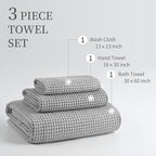 MICROFI New Microfiber Waffle Bath Towels, 3 Pieces, Fast Drying, Lint Free - Image 3