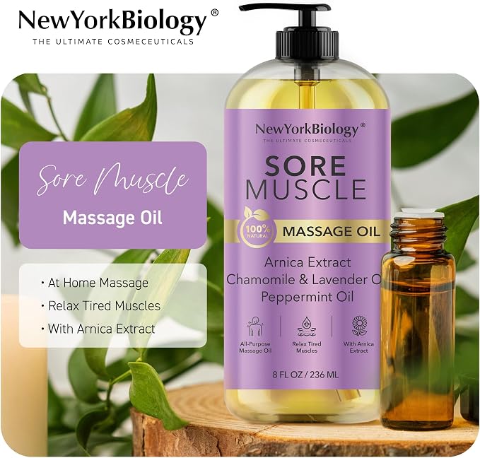 New York Biology Sore Muscle Massage Oil 8 Fl Oz – Made - Image 4