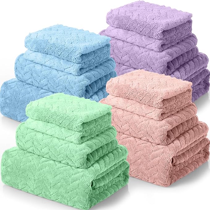 Mixweer 16 Pieces Bath Towels Set Quick Dry Towel Set by Mixweer