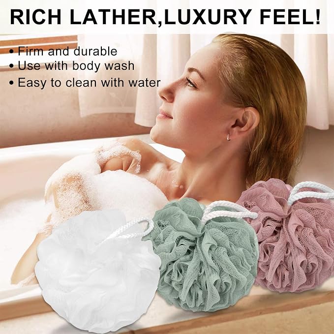 Loofah Charcoal Bath Shower Sponge Body Scrubber, 75g Exfoliate Mesh Pouf - Image 7