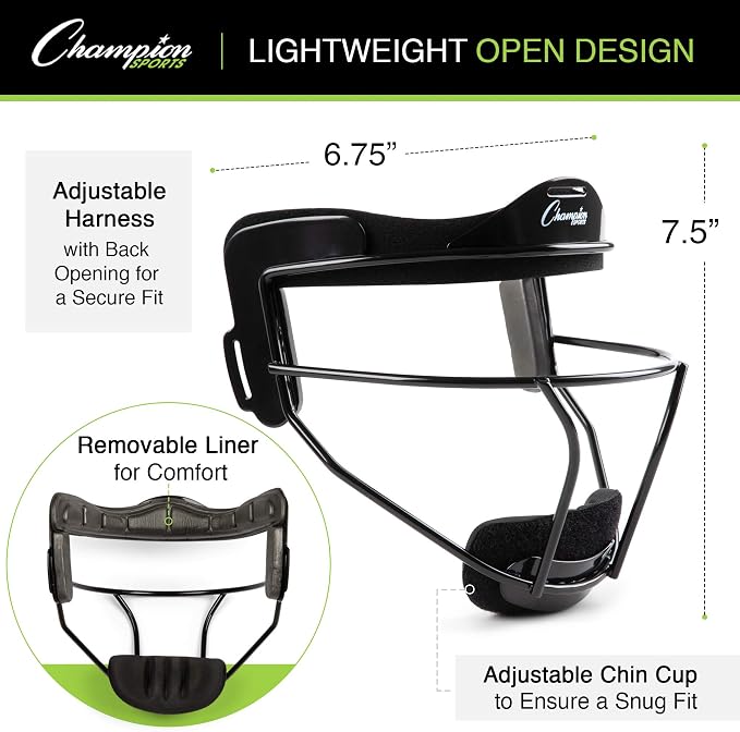 Champion Sports Steel Softball Face Mask – Durable Fielder’s Mask - Image 3