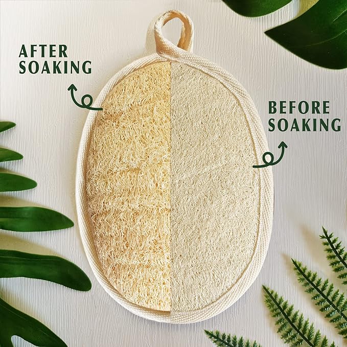 YIQINGJIE Natural Loofah Sponge Exfoliating Body Scrubber, Made - Image 2
