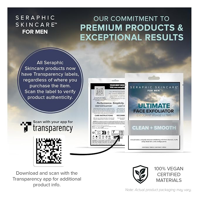 Seraphic Skincare Men Ultimate Exfoliating Facial Mitt – 100% Vegan Dual-Sided - Image 6
