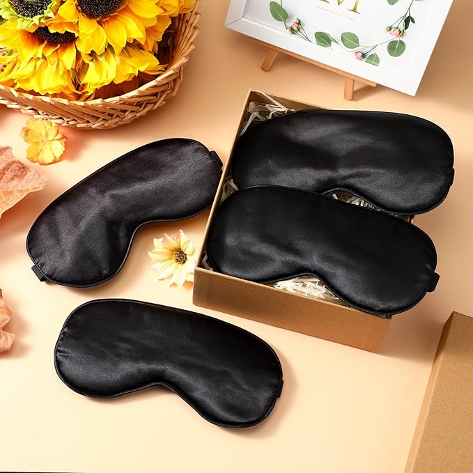 BBTO 4 Pcs Silk Sleep Eye Masks Smooth Soft Satin Eye Covers - Image 4