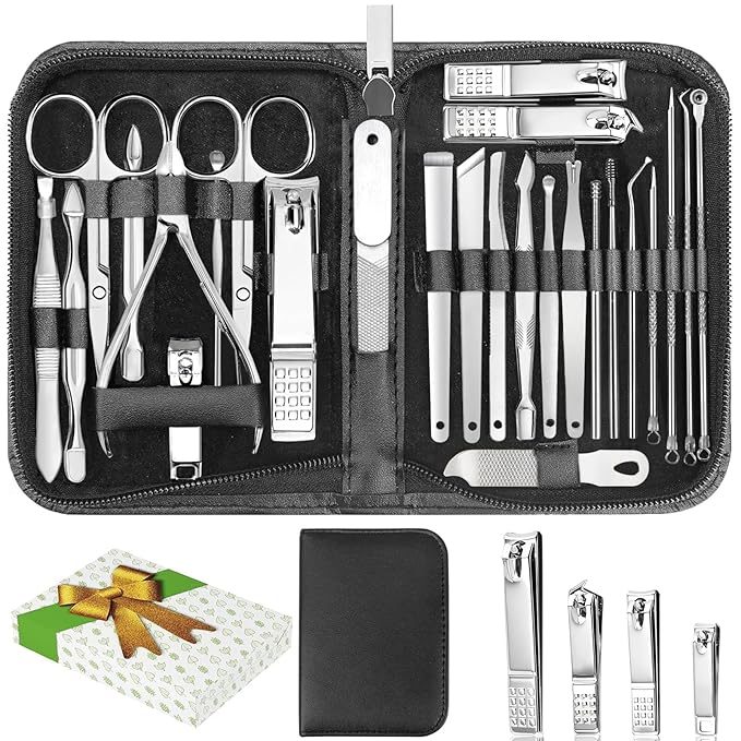 26-Piece Professional Manicure and Pedicure Kit, Nail Clippers Set, Stainless by LUCK+AROUND