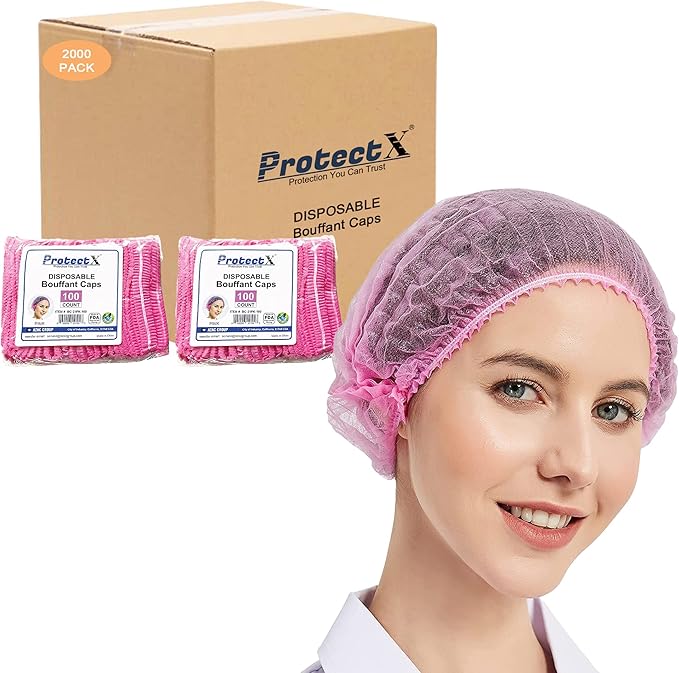ProtectX Disposable Bouffant Caps Hair Head Cover Nets 21” by ProtectX