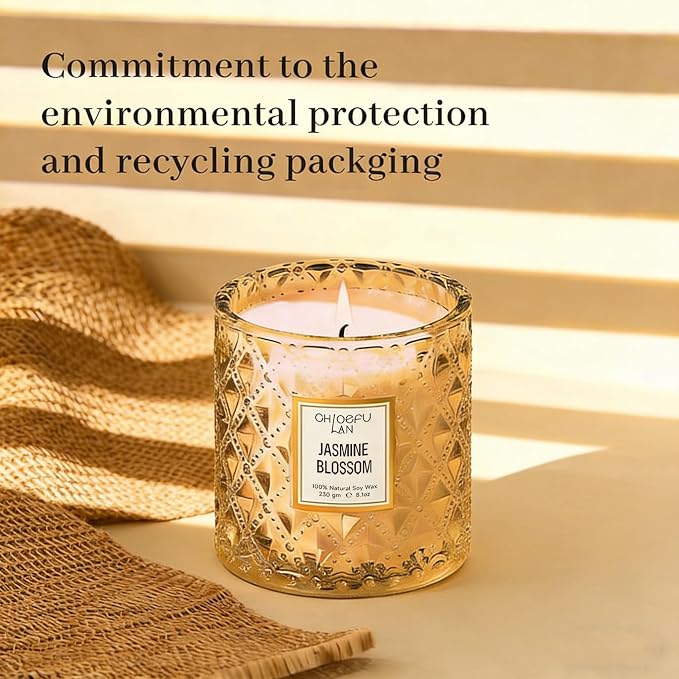 Chloefu LAN Jasmine Blossom Scented Candle, Luxury Soy Candles, 55 Hours Slow - Image 5