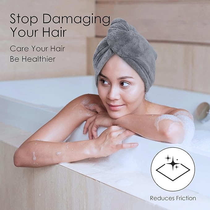 TENSTARS 5 Pack Thicken Microfiber Hair Towel Wrap - Image 3