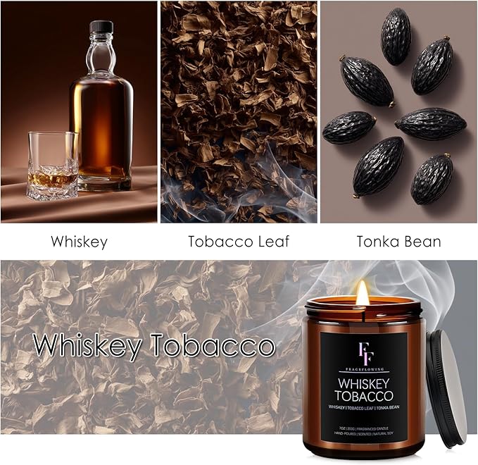 Whiskey Tobacco Scented Candle for Home Soy Wax Candle, Aromatherapy Candle Gift - Image 3