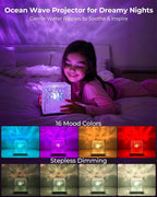 2-Pack Black Rechargeable Shower Lights, 16 Color Ocean Wave Projector Light - Image 3