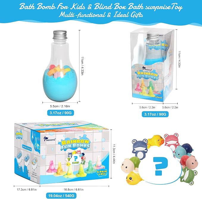 8pcs Purely Handmade Kids Rainbow Interactive Bath Bombs Kids Potions丨Organic - Image 5
