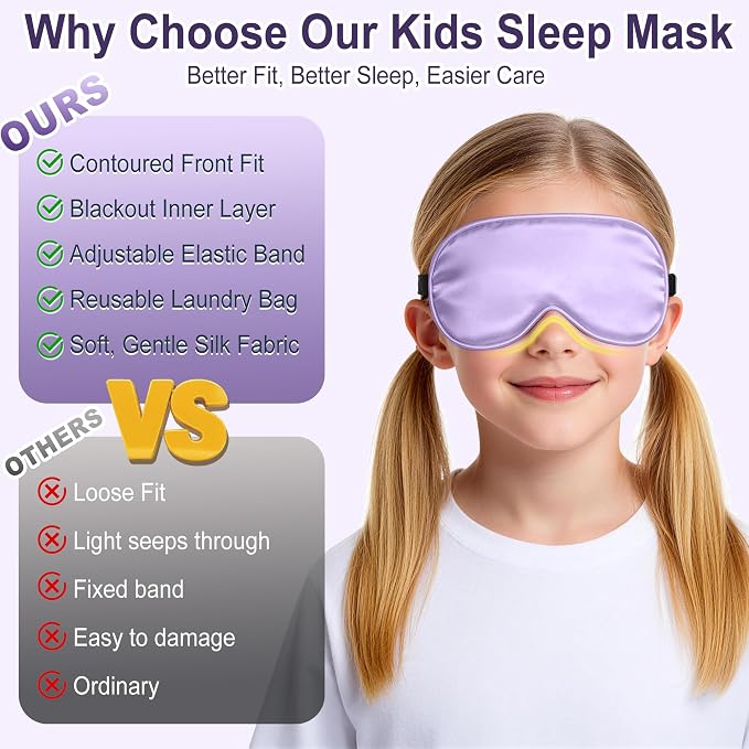 Kids Sleep Mask, Kids Eye Mask for Boys Girls, Kid Silk Eye Masks - Image 4