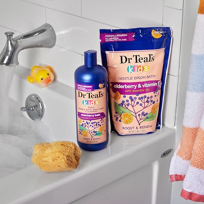 Dr Teal's Kids 3-in-1 Bubble Bath, Body Wash & Shampoo, Boost & Renew Elderberry - Image 6