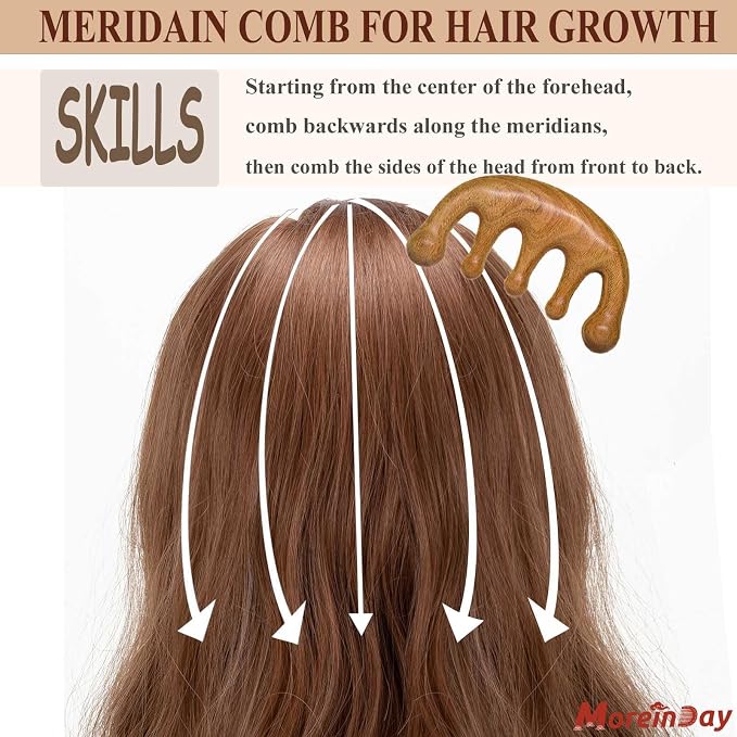 Wooden Massage Comb, Wooden Scalp Massager, Scalp Gua Sha - Image 3