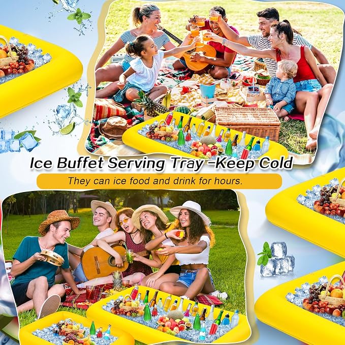 Leitee 4 Pcs Inflatable Ice Serving Bars Buffet Serving Tray Drink Cooler - Image 3