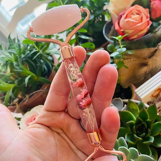 100% Authentic Rose Quartz Jade Roller and Gua Sha Set - Image 3