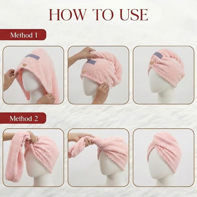 2 Pack Microfiber Hair Towel Wrap - Image 7