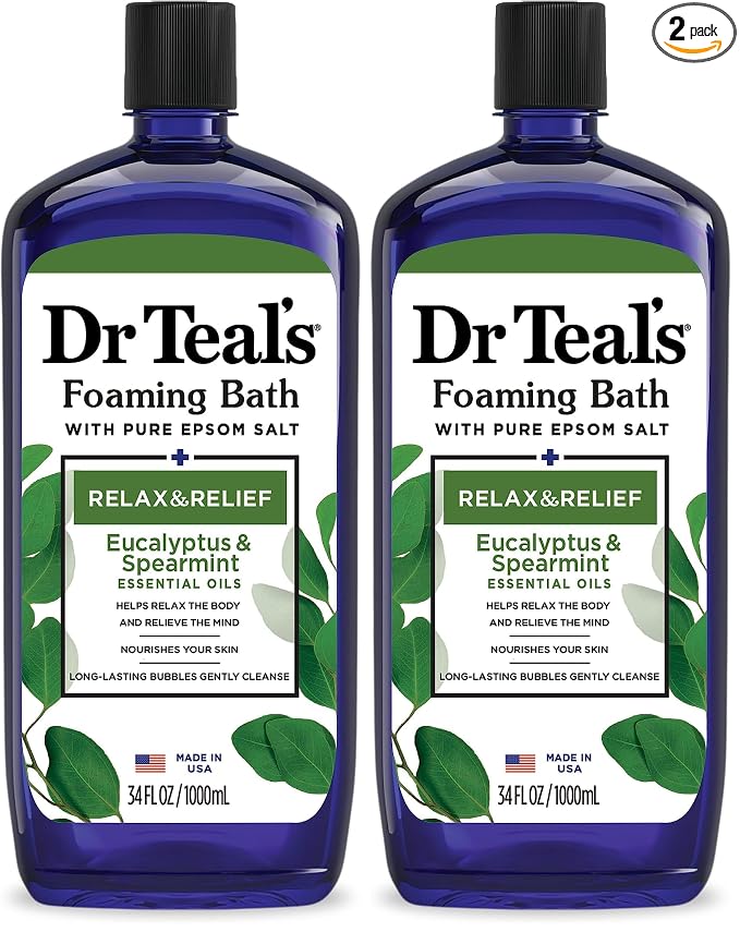 Dr Teal's Foaming Bath with Pure Epsom Salt, Relax & Relief with Eucalyptus & by DrTeals