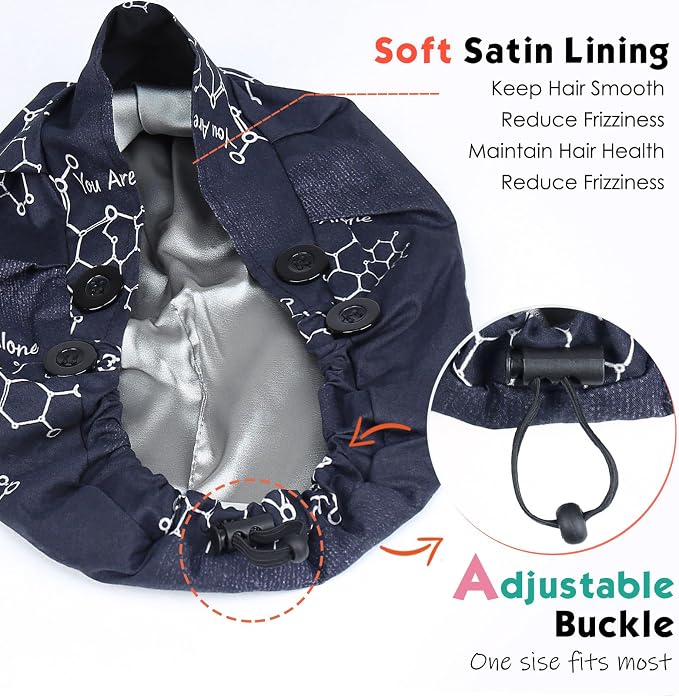 2 Pack Satin Lined Bouffant Scrub Caps - Image 3