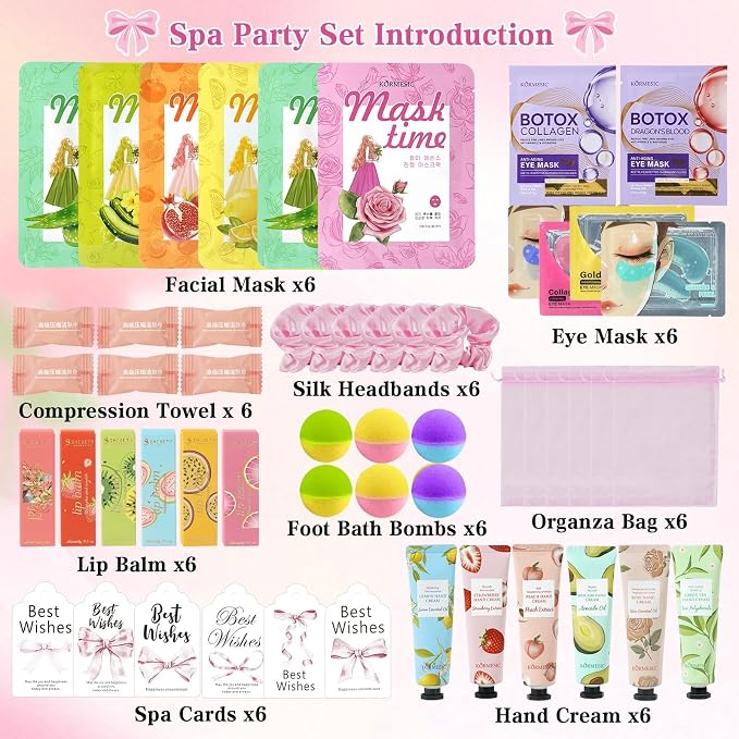 54PCS Spa Party Supplies for Girls, Spa Party Favors Include Facial Masks - Image 2