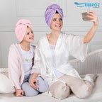 KEEPOZ Hair Towel Wrap Quick Dry 100% Cotton Super Absorbent Turban Head Wrap - Image 6