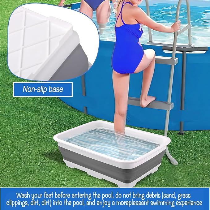 Pool Foot Bath Tray for Swimming Pool, Non- Slip Collapsible Foot Bath for Pool - Image 5