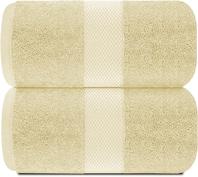 White Classic Luxury Soft Beige Bath Sheet Towels - Image 2