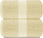 White Classic Luxury Soft Beige Bath Sheet Towels - Image 2