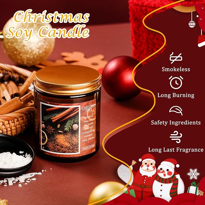 Christmas Candles | Christmas Garland Scented Candle, Holiday Soy Wax Candles - Image 5