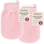 Exfoliating Gloves 2 Pack, Wave Texture Exfoliating Mitt by FUNDREM