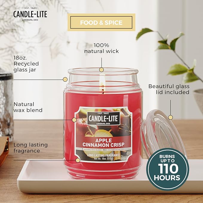 Candle-lite Fall Scented Candles, Apple Cinnamon Crisp, 18 oz Jar, Proudly - Image 3