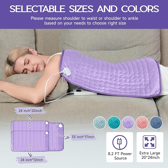 Heating Pad for Back Pain & Cramps Relief, Electric Heating Pad for - Image 7